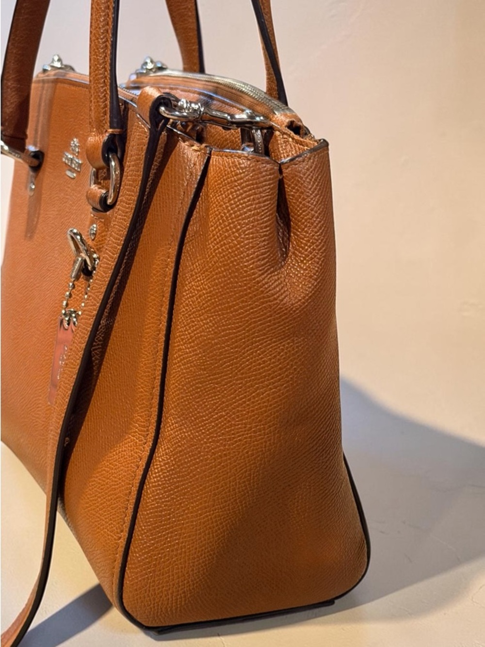 Coach Stanton Carryall 26 in Crossgrain Leather - Saddle/Silver - Picture 3 of 11